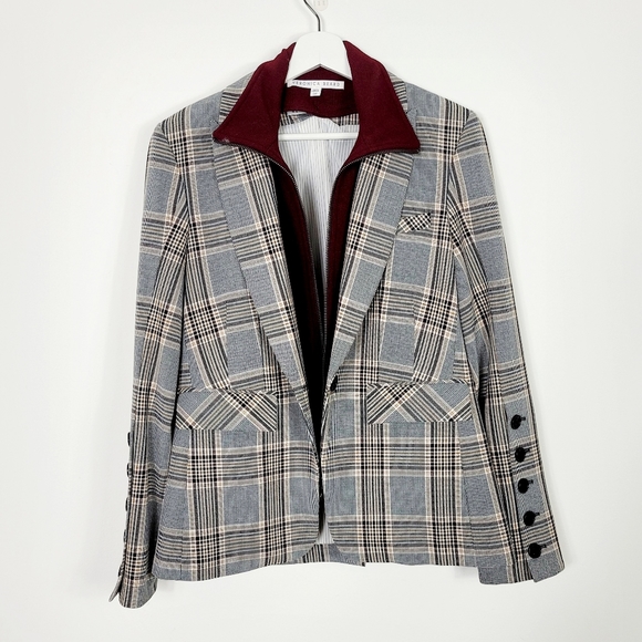 Veronica Beard Dickey gray plaid one button blazer jacket with dickey - Picture 8 of 11